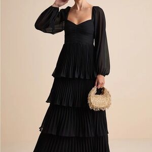 Lulu's Black Long Sleeve Tiered Dress
